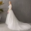 Modest / Simple Affordable Ivory Wedding Dresses 2019 A-Line / Princess Off-The-Shoulder Short Sleeve Backless Appliques Lace Chapel Train Ruffle