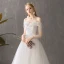 Modest / Simple Affordable Ivory Wedding Dresses 2019 A-Line / Princess Off-The-Shoulder Short Sleeve Backless Appliques Lace Chapel Train Ruffle