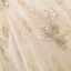 Style Victorien Champagne Grande Taille Robe De Mariée 2020 Robe Boule Encolure Carrée Gonflée Manches Courtes Dos Nu Appliques En Dentelle Perlage Chapel Train Volants