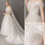 Modest / Simple Affordable Ivory Wedding Dresses 2019 A-Line / Princess Off-The-Shoulder Short Sleeve Backless Appliques Lace Chapel Train Ruffle