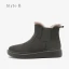 Proste / Simple Khaki Snow Boots 2020 Wodoodporne Skórzany Botki Zima Płaskie Okrągłe Toe Buty Damskie