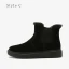 Proste / Simple Khaki Snow Boots 2020 Wodoodporne Skórzany Botki Zima Płaskie Okrągłe Toe Buty Damskie
