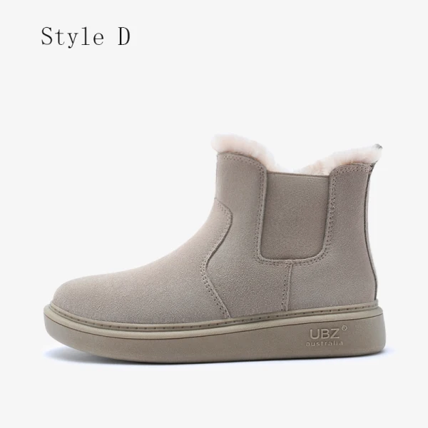 Proste / Simple Khaki Snow Boots 2020 Wodoodporne Skórzany Botki Zima Płaskie Okrągłe Toe Buty Damskie