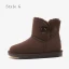 Mode Marrons Bottes De Neige 2020 Boutons Cuir Bottines Hiver Plate À Bout Rond Bottes Femme