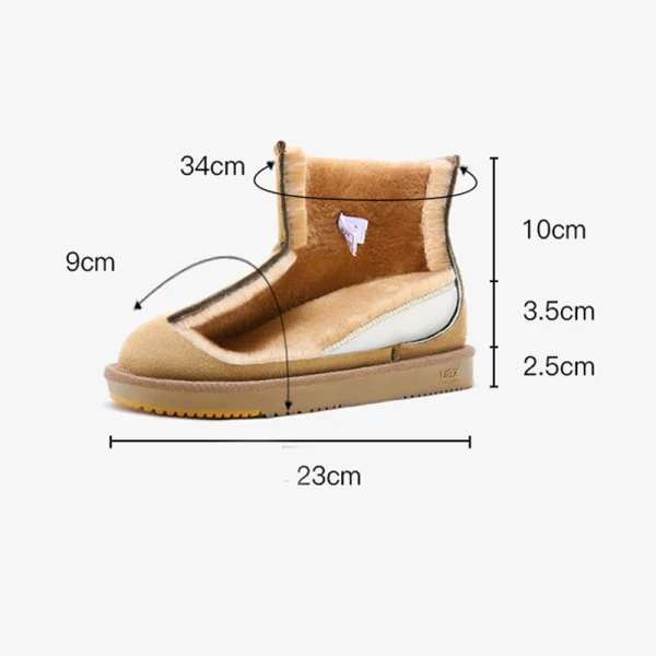 Mode Marrons Bottes De Neige 2020 Boutons Cuir Bottines Hiver Plate À Bout Rond Bottes Femme
