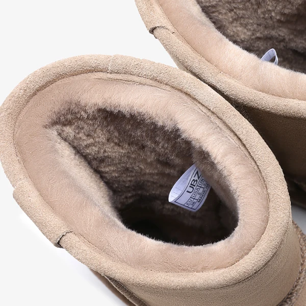 Enkla Kaki Snow Boots 2020 Vattentäta Läder Mitten Kalv Vinter Platt Stövlar Dam