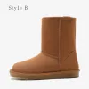 Modest / Simple Khaki Snow Boots 2020 Waterproof Leather Mid Calf Winter Flat Womens Boots