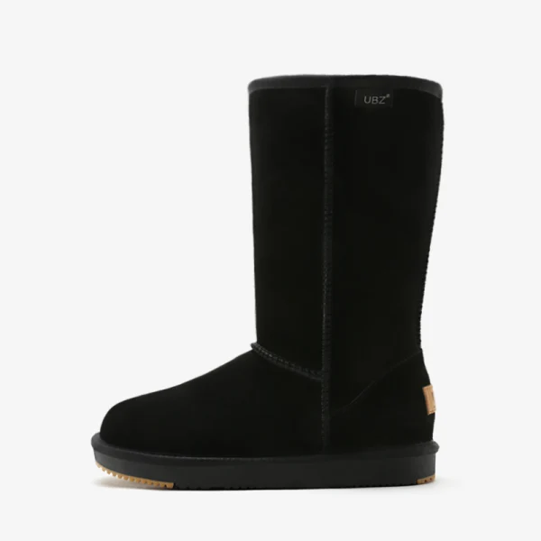 Modest / Simple Khaki Snow Boots 2020 Leather Mid Calf Winter Flat Round Toe Womens Boots