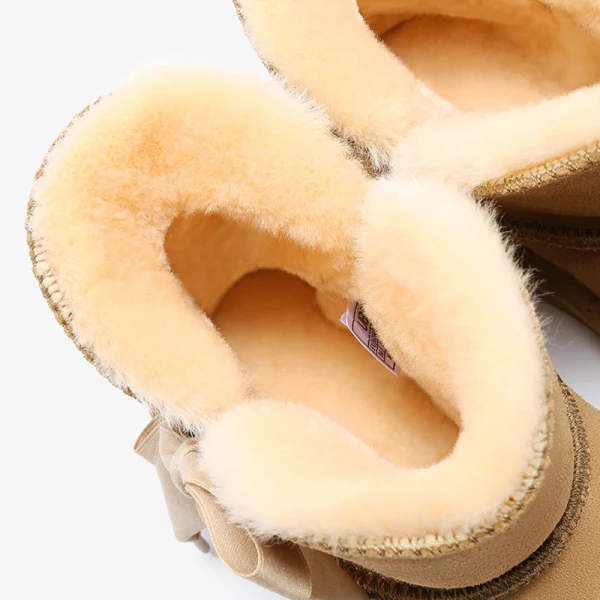Piękne Brązowy Snow Boots 2020 Skórzany Koronki Botki Zima Płaskie Przypadkowy Okrągłe Toe Buty Damskie