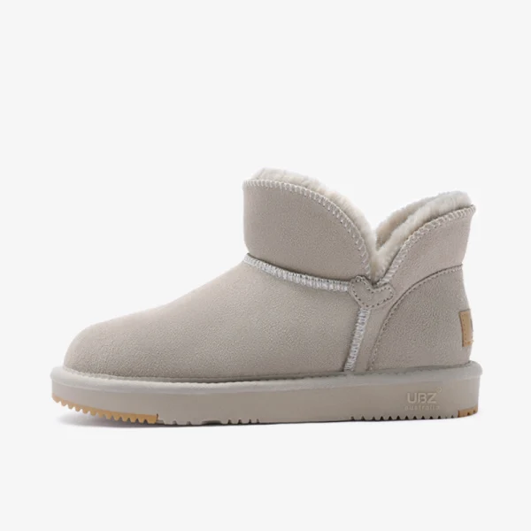 Proste / Simple Kość Słoniowa Snow Boots 2020 Skórzany Botki Zima Płaskie Przypadkowy Okrągłe Toe Buty Damskie