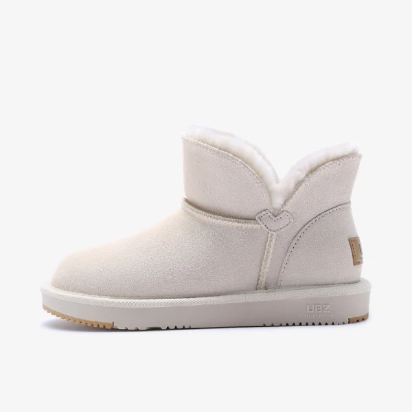 Proste / Simple Kość Słoniowa Snow Boots 2020 Skórzany Botki Zima Płaskie Przypadkowy Okrągłe Toe Buty Damskie