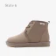 Schlicht Khaki Schneestiefel 2020 Wasserdichte Leder Schnüren Ankle Boots Winter Flache Freizeit Runde Zeh Stiefel Damen