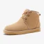 Schlicht Khaki Schneestiefel 2020 Wasserdichte Leder Schnüren Ankle Boots Winter Flache Freizeit Runde Zeh Stiefel Damen