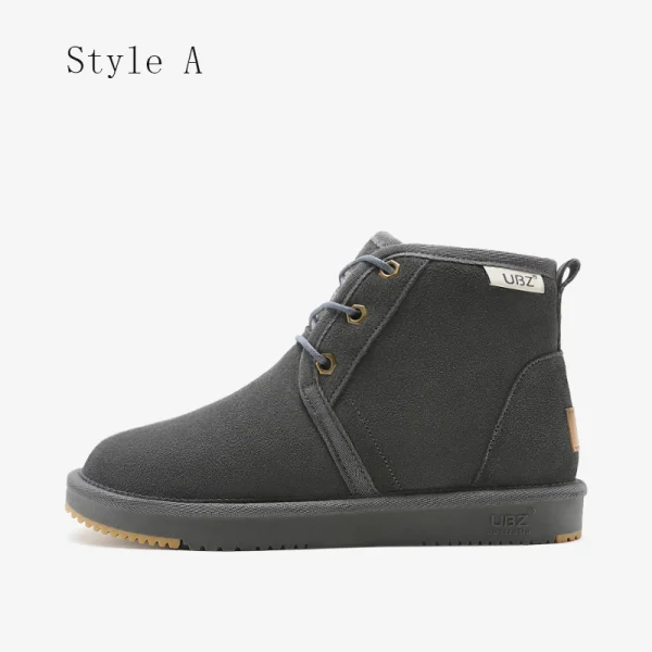 Schlicht Khaki Schneestiefel 2020 Wasserdichte Leder Schnüren Ankle Boots Winter Flache Freizeit Runde Zeh Stiefel Damen