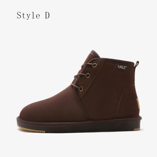 Schlicht Khaki Schneestiefel 2020 Wasserdichte Leder Schnüren Ankle Boots Winter Flache Freizeit Runde Zeh Stiefel Damen