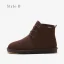 Schlicht Khaki Schneestiefel 2020 Wasserdichte Leder Schnüren Ankle Boots Winter Flache Freizeit Runde Zeh Stiefel Damen
