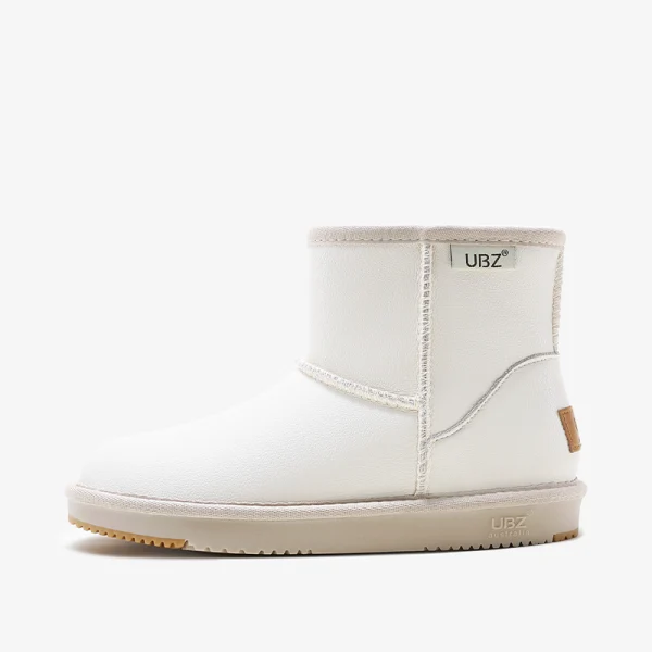 Proste / Simple Kość Słoniowa Snow Boots 2020 Wodoodporne Skórzany Botki Zima Płaskie Przypadkowy Okrągłe Toe Buty Damskie