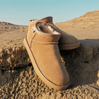 Enkla Brun Snow Boots 2020 Vattentäta Läder Stövletter Vinter Platt Casual Pande Zote Toe Stövlar Dam