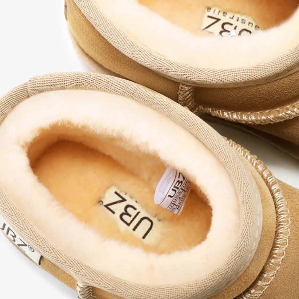 Modest / Simple Brown Snow Boots 2020 Waterproof Leather Ankle Winter Flat Casual Round Toe Womens Boots