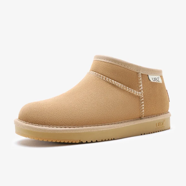 Modest / Simple Brown Snow Boots 2020 Waterproof Leather Ankle Winter Flat Casual Round Toe Womens Boots