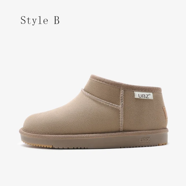 Modest / Simple Brown Snow Boots 2020 Waterproof Leather Ankle Winter Flat Casual Round Toe Womens Boots