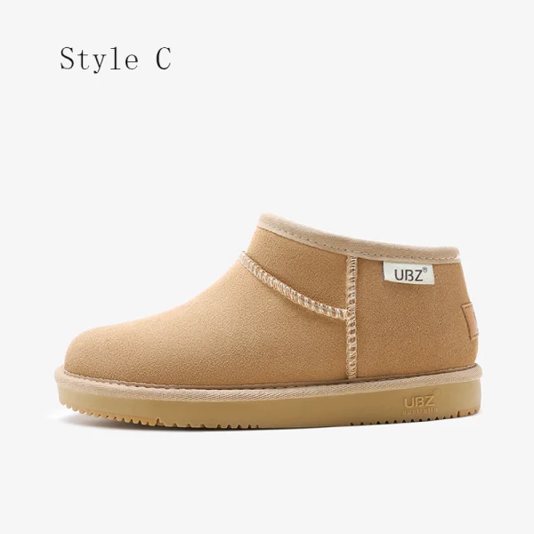 Modest / Simple Brown Snow Boots 2020 Waterproof Leather Ankle Winter Flat Casual Round Toe Womens Boots