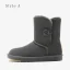 Schöne Kastanienbraune Schneestiefel 2020 Leder Schaltflächen Ankle Boots Winter Mittel-Heels Freizeit Runde Zeh Stiefel Damen