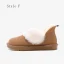 Schön Kastanienbraune Schneestiefel 2020 Leder Ankle Boots Winter Flache Freizeit Runde Zeh Stiefel Damen