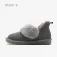 Schön Kastanienbraune Schneestiefel 2020 Leder Ankle Boots Winter Flache Freizeit Runde Zeh Stiefel Damen