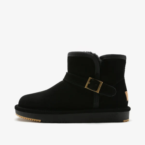 Fashion Khaki Snow Boots 2020 Leather Buckle Ankle Winter Flat Casual Round Toe Womens Boots