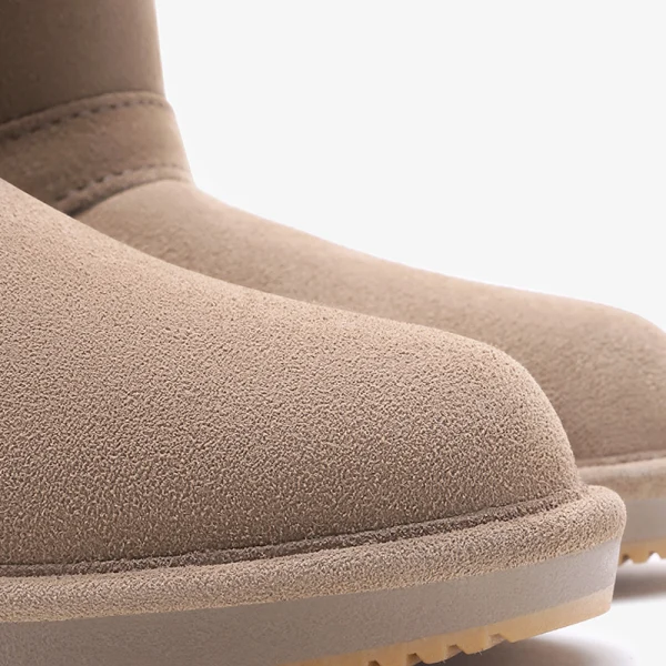 Fashion Khaki Snow Boots 2020 Leather Buckle Ankle Winter Flat Casual Round Toe Womens Boots