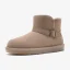 Fashion Khaki Snow Boots 2020 Leather Buckle Ankle Winter Flat Casual Round Toe Womens Boots