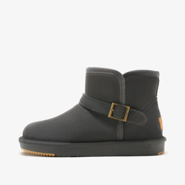 Fashion Khaki Snow Boots 2020 Leather Buckle Ankle Winter Flat Casual Round Toe Womens Boots