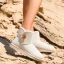 Schlicht Ivory / Creme Schneestiefel 2020 Wasserdichte Leder Schaltflächen Ankle Boots Winter Flache Freizeit Runde Zeh Stiefel Damen