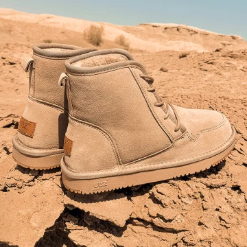 Eenvoudige Khaki Snowboots 2020 Wollen Leer Lace Up Enkellaarsjes Enkellaarzen Winter Platte Ronde Neus Dames Laarzen