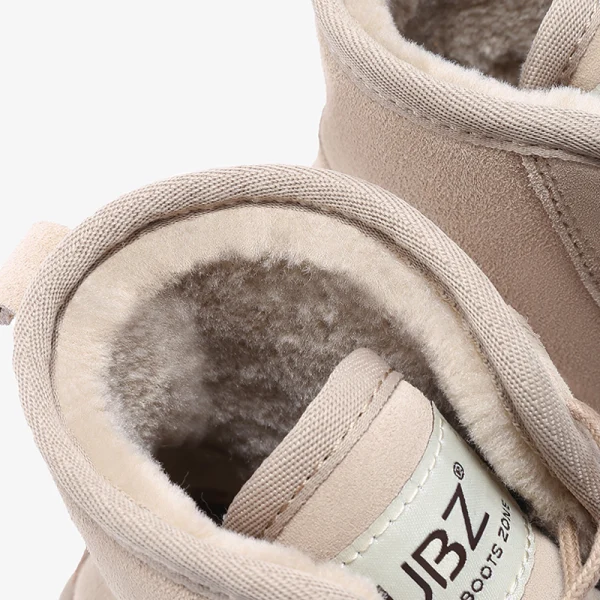 Proste / Simple Khaki Snow Boots 2020 Wełniany Skórzany Koronki Botki Zima Płaskie Okrągłe Toe Buty Damskie