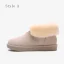 Schön Beige Schneestiefel 2020 Woll Leder Ankle Boots Winter Flache Freizeit Runde Zeh Stiefel Damen