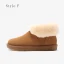Schön Beige Schneestiefel 2020 Woll Leder Ankle Boots Winter Flache Freizeit Runde Zeh Stiefel Damen