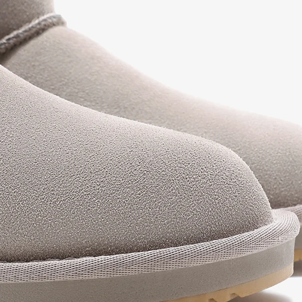 Schlicht Khaki Schneestiefel 2020 Woll Leder Mitte Der Wade Winter Flache Freizeit Runde Zeh Stiefel Damen