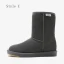 Schlicht Khaki Schneestiefel 2020 Woll Leder Mitte Der Wade Winter Flache Freizeit Runde Zeh Stiefel Damen