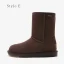 Schlicht Khaki Schneestiefel 2020 Woll Leder Mitte Der Wade Winter Flache Freizeit Runde Zeh Stiefel Damen