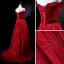 Chic / Beautiful Burgundy Suede Prom Dresses 2018 A-Line / Princess Off-The-Shoulder Short Sleeve Sash Appliques Lace Sweep Train Ruffle Backless Formal Dresses