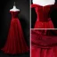 Chic / Beautiful Burgundy Suede Prom Dresses 2018 A-Line / Princess Off-The-Shoulder Short Sleeve Sash Appliques Lace Sweep Train Ruffle Backless Formal Dresses