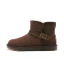 Schlicht Khaki Schneestiefel 2020 Woll Leder Schnalle Ankle Boots Winter Flache Freizeit Runde Zeh Stiefel Damen