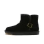 Schlicht Khaki Schneestiefel 2020 Woll Leder Schnalle Ankle Boots Winter Flache Freizeit Runde Zeh Stiefel Damen