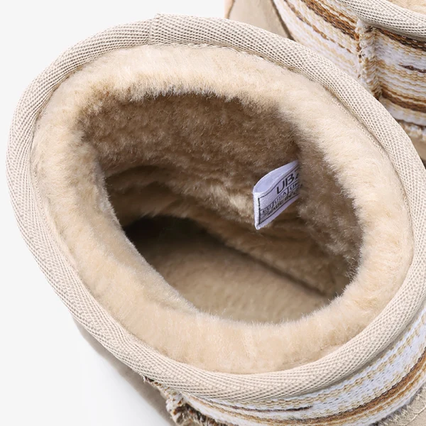 Traditional Khaki Snow Boots 2020 Woolen Leather Ankle Winter Flat Casual Round Toe Womens Boots