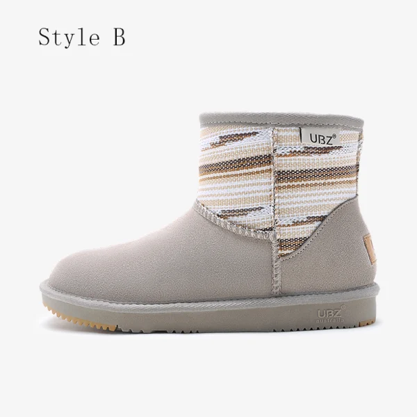 Traditional Khaki Snow Boots 2020 Woolen Leather Ankle Winter Flat Casual Round Toe Womens Boots