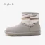 Traditional Khaki Snow Boots 2020 Woolen Leather Ankle Winter Flat Casual Round Toe Womens Boots