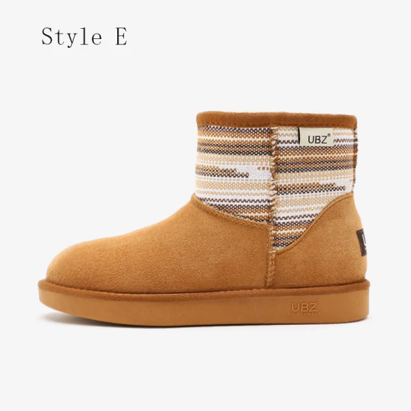 Traditional Khaki Snow Boots 2020 Woolen Leather Ankle Winter Flat Casual Round Toe Womens Boots