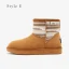Traditional Khaki Snow Boots 2020 Woolen Leather Ankle Winter Flat Casual Round Toe Womens Boots